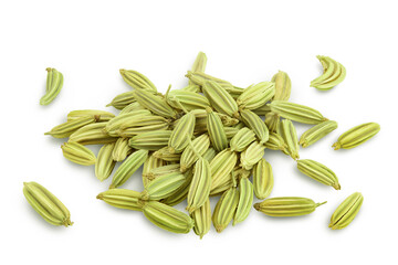 Dried fennel seeds isolated on white background with clipping path and full depth of field