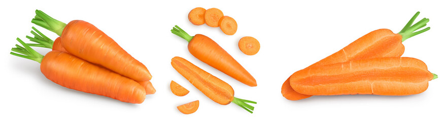 Carrot isolated on white background . Set or collection