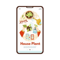Onboarding mobile page on topic of urban jungle concept, flat vector illustration. Planting and gardening in town environment, trendy urban greenery at home.