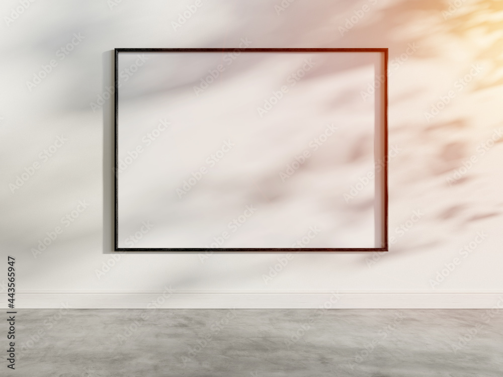 Poster black frame hanging in bright interior mockup. template of a picture framed on a wall 3d rendering