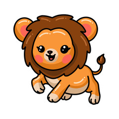 Cute happy baby lion cartoon
