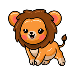Fototapeta premium Cute happy baby lion cartoon