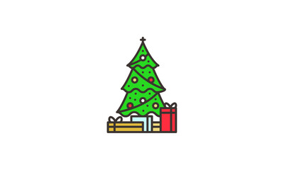 tree, holiday, decoration, celebration, gift, green, isolated, new, winter, star, year, 3d, season, present, christmas tree, ornament, ball, fir, gifts, presents, illustration, graphic, vector, design