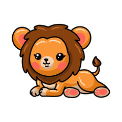 Cute little lion cartoon laying down