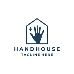 Hand and home concept, construction logo template, house and hand Logo design vector illustration