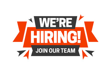 Hiring recruitment open vacancy design info label template. We are hiring join our team announcement lettering