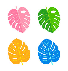 Monstera Leaf, Summer Tropical Plant collection Vector Illustration isolated