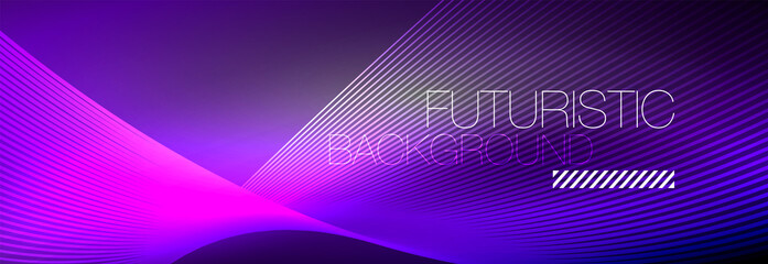 Abstract neon glowing light in the dark with waves. Shiny magic energy and motion concept, vector abstract wallpaper background