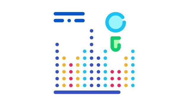 Statistician Market Research Icon Animation. color Points Scatter Plot Magnifier, Statistician Tracking Table animated icon on white background