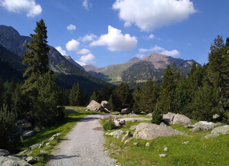 Landscape in the National Park of Aigüestortes and Lake of Sant Maurici. Pyrenees Mountains. Spain.