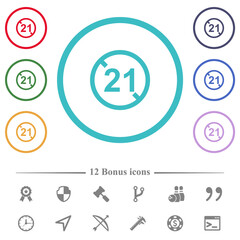 Not allowed under 21 flat color icons in circle shape outlines