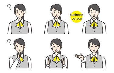 受付・接客業の女性のイラストカットベクター  疑問困る 怒る 