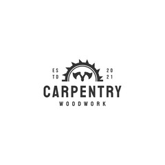 Carpentry hipster vintage logo vector icon illustration