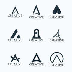 Set of abstract initial letter A line logo template.icons, business of luxury,elegant.Premium Vector