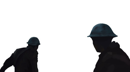 photos taken from behind of two soldiers facing the direction of danger