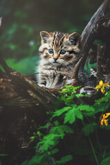 Naklejka na ściany i meble European wild cat kitten