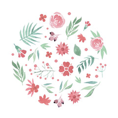 Floral Circle Arrangement for Flower Shop Design Vector Template