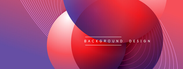 Gradient circles with shadows. Vector techno abstract background. Modern overlapping forms wallpaper background, design template
