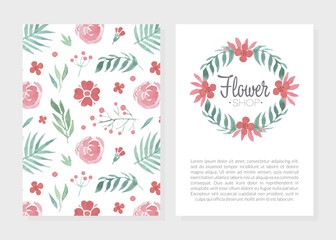 Floral Cover Card for Flower Shop Design Vector Template