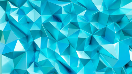 3D Rendering. Blue triangular abstract background.