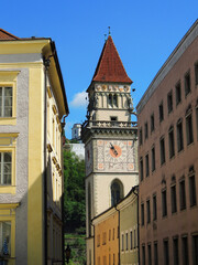 Obraz premium historical old town hall on a sunny summer day in Passau, bavaria, germany 