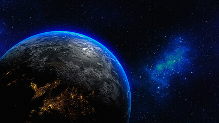 3D Render. planet earth in the space - elements of this image furnished by NASA
