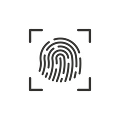 Fingerprint scan black vector icon. Print scanner symbol.