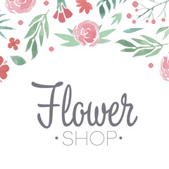 Floral Square Card for Flower Shop Design Vector Template