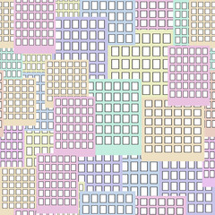 Fototapeta premium Seamless pattern with the city and houses. Pattern for fabric, clothing, wallpaper