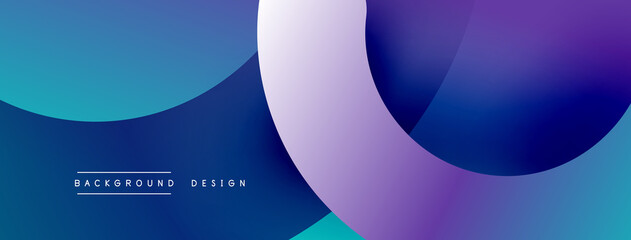 Abstract overlapping lines and circles geometric background with gradient colors