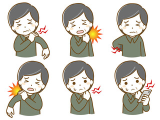 首や肩が痛い中年男性