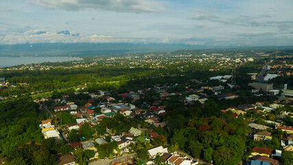 Fototapeta na wymiar Residential area with dense development in Davao city. Davao del Sur, Philippines.