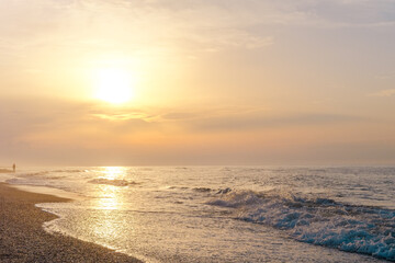 Beautiful sunset ocean or sea sunset sunrise background 