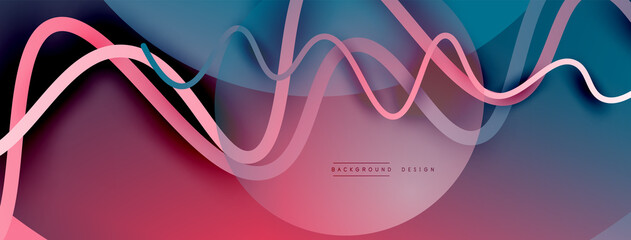 Abstract gradient background with wave line with shadow effect. Geometric composition. 3D shadow effects and fluid gradients