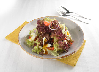 fresh chef Caesar salad with bread and ham salad dressing western appetiser halal menu