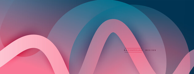 Abstract gradient background with wave line with shadow effect. Geometric composition. 3D shadow effects and fluid gradients