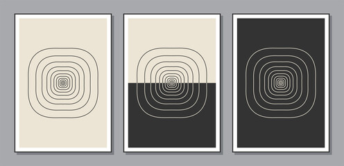 Set of minimal 20s geometric design posters, vector template