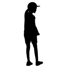 black silhouette of a child in a cap