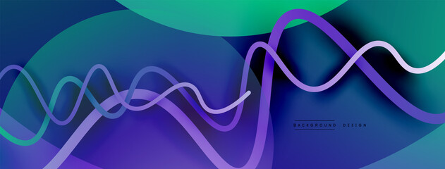 Abstract gradient background with wave line with shadow effect. Geometric composition. 3D shadow effects and fluid gradients