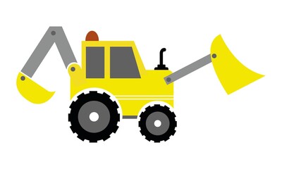 Backhoe Loader, Digging, Construction Vector And Clip Artr