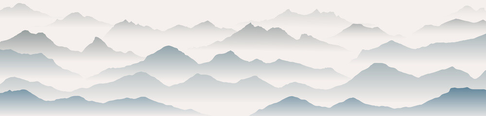 mountain art background vector. panorama view. Traditional oriental style wallpaper.