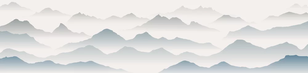 Rolgordijnen mountain art background vector. panorama view. Traditional oriental style wallpaper. © TWINS DESIGN STUDIO