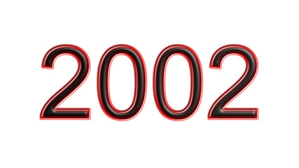 red 2002 number 3d effect white background