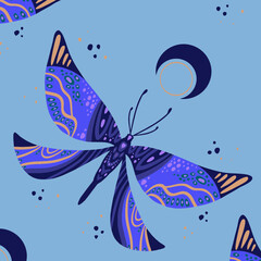 Vector seamless pattern with decorative butterflies