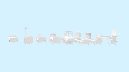 Fototapeta premium 3D rendering of a hospital bed isolated on a white background