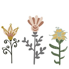 Fototapeta premium decorative flowers leaves and items to create postcards and patterns