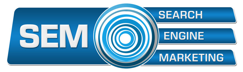 SEM - Search Engine Marketing Blue Circular Boxes Horizontal 
