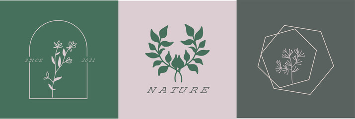 abstract minimalist floral logo design
