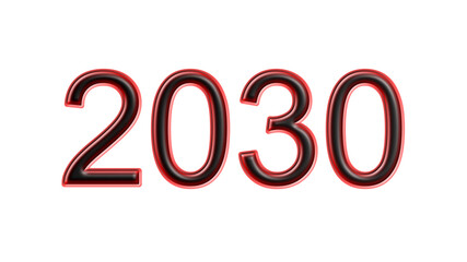 red 2030 number 3d effect white background