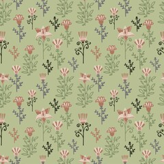 seamless pattern of decorative flowers and elements
